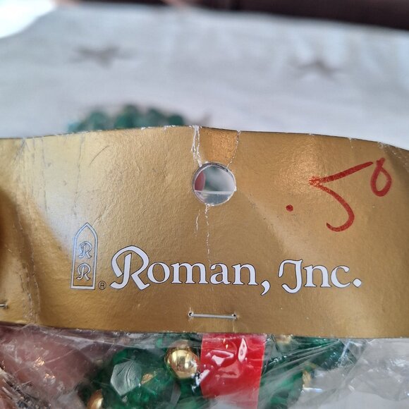 Vintage Roman Inc Garland Hard Plastic Green & Gold Original Packaging - Picture 4 of 6